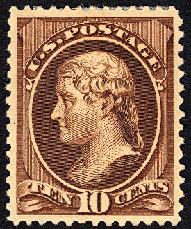 10c Thomas Jefferson single, 1882. Creator: Unknown