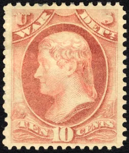 Jefferson Thomas Prints: 10c Thomas Jefferson War Department single, 1879. Creator: Unknown