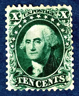 Presidential Collection: 10c Washington reprint single, 1875. Creator: Continental Bank Note Company