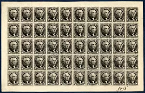 Production Gallery: 10c Washington reproduction plate proof on card sheet of fifty, 1891