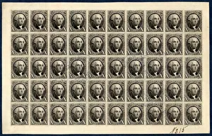 Reproduction Prints: 10c Washington reproduction plate proof on card sheet of fifty, 1891