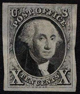 Ink Black Prints: 10c Washington single, 1847. Creator: Unknown