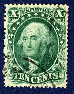 Presidential Collection: 10c Washington type I single, 1857. Creator: Toppan, Carpenter & Company