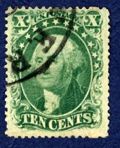 10c Washington type II single, 1857. Creator: Toppan, Carpenter & Company 10c Washington type II single, 1857. Creator: Toppan, Carpenter & Company