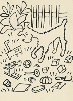 Capek Prints: 12. The Tale of the Dog and the Cat, around 1928. Creator: Josef Capek