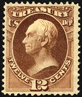 Adhesive Gallery: 12c Henry Clay Treasury Department single, 1873. Creator: Unknown