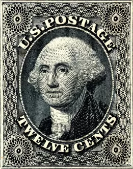 Correspondence Collection: 12c Washington trial color card proof, 1881. Creator: American Bank Note Company