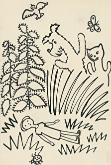 Friends Prints: 13. The Tale of the Dog and the Cat, around 1928. Creator: Josef Capek