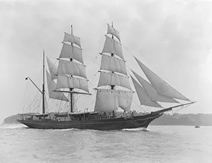 The 135 ft barque sailing ship Modwena, 1911. Creator: Kirk & Sons of Cowes
