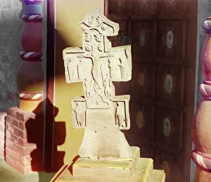 Colour Separation Negative Prints: 1459 tombstone made of white limestone in the Rostov museum