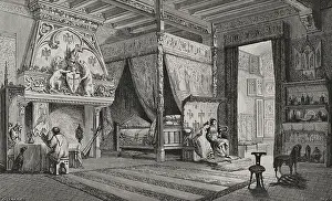 14th century French manor bedroom, 1877. Creator: Jules Jean Marie Joseph Huyot