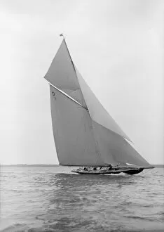 Charles Ernest Collection: The 15 Metre class Pamela sailing close-hauled, 1913. Creator: Kirk & Sons of Cowes