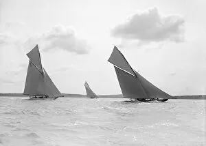 Mylne Collection: The 15-metre Vanity, The Lady Anne, & Ostara sailing close-hauled, 1914