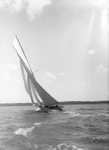Lee Quarter Prints: A 15 Metre yacht sailing close-hauled in a good breeze