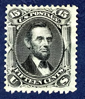 Abraham Lincoln Collection: 15c Abraham Lincoln E Grill single, 1867. Creator: National Bank Note Company