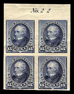 Clay Henry Gallery: 15c Henry Clay proof plate block of four, February 22, 1890