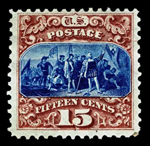 Re Issue Prints: 15c Landing of Columbus re-issue single, 1875. Creator: National Bank Note Company