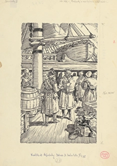 Colonisation Prints: 16.- Benovsky read the inventory with satisfaction, 1953. Creator: Andrej Kovacik
