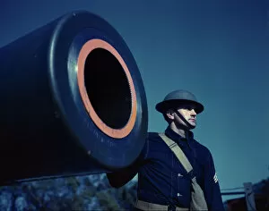 Us Army Gallery: 16-inch coast artillery gun, Ft. Story, Va. 1942. Creator: Alfred T Palmer