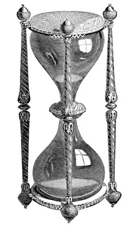 16th century hourglass, engraving, 19th century