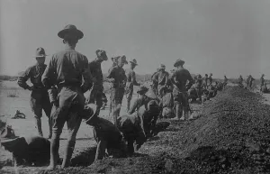 16th Inf. Intrenching at Colonia Dublan, between c1915 and c1920. Creator: Bain News Service