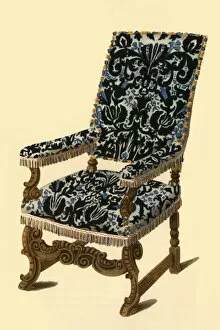 Shaw Gallery: 17th century chair with raised velvet fabric, 1836, (1946). Creator: Henry Shaw
