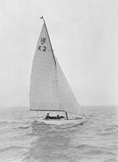 Prudence Prints: The 18-foot keelboat Prudence (K2) under sail, 1922. Creator: Kirk & Sons of Cowes