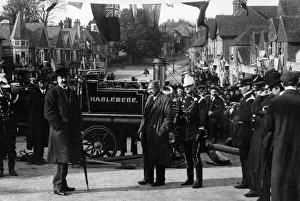 Surrey Prints: 1890s Steam Fire Pump in Haslemere. Creator: Unknown