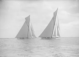 Charles Ernest Collection: The 19-metre class Norada & Mariquita racing close-hauled, 1913. Creator