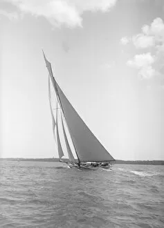 The 19-metre cutter Norada sails close-hauled, 1911. Creator: Kirk & Sons of Cowes