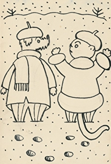 19. Talking about a dog and a cat, around 1928. Creator: Josef Capek