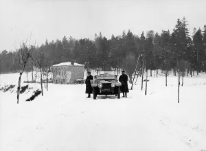 Rolls Royce Prints: 1909 Rolls-Royce Silver Ghost in snow, France, c1909