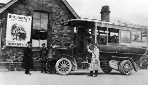 1910 Commer bus at Llanberis station, North Wales. Creator: Unknown