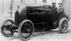 1912 Fiat S76, Nazzaro at the wheel with Fagano. Creator: Unknown