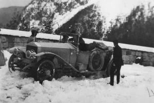 Trials Prints: 1913 Rolls - Royce Alpine Eagle on Alpine trials in Austra. Creator: Unknown