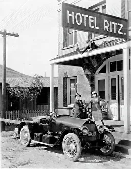 Silent Film Prints: 1918 Stutz Bearcat on movie set