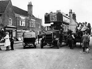 Street Scene Collection: 1920s Thornycroft J bus in busy street scene. Creator: Unknown