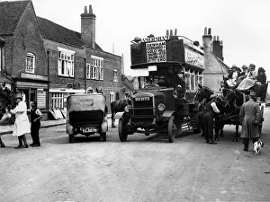 Street Scene Collection: 1920s Thornycroft J bus in busy street scene. Creator: Unknown