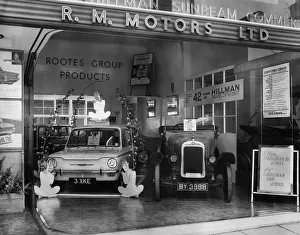 Stand Prints: 1921 Hillman 10. 5 hp with Hillman Imp on motor show stand. Creator: Unknown