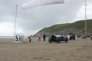 1925 Sunbeam 350 hp driven by Ian Stanfield at Pendine Sands 2015. Creator: Unknown