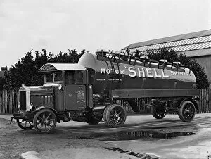 Shell Collection: 1928 Scammell petrol tanker for Shell. Creator: Unknown