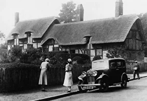 Tourist Prints: 1933 Triumph Super Nine Saloon at Anne Hathaway's cottage