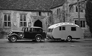 1935 Austin Light 13. 9 Ascot saloon with Winchestr Royal caravan. Creator: Unknown