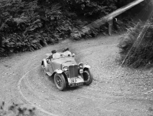 Hairpin Bend Prints: 1936 MG PB taking part in a motoring trial in Devon, late 1930s. Artist: Bill Brunell