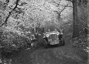 Motor Racing Team Prints: 1936 MG TA of the Cream Cracker Team taking part in a motoring trial, late 1930s