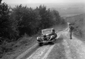 1936 Talbot 105 2969 cc competing in a Talbot CC trial. Artist: Bill Brunell
