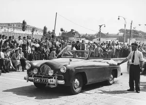 1949 Healey 2. 4 Sportmobile drophead coupe, Morecambe rally 1952. Creator: Unknown