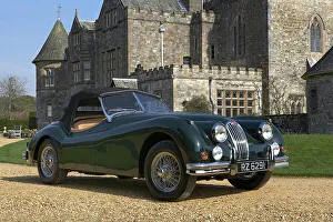 Palace House Prints: 1954 Jaguar XK140 outside Palace House, Beaulieu