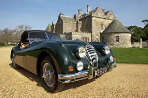 1954 Jaguar XK140 outside Palace House, Beaulieu