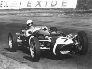 S Moss Prints: 1961 Ferguson P99, Stirling Moss at Oulton Park Gold Cup. Creator: Unknown